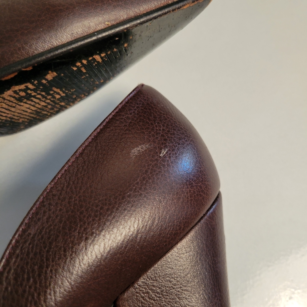 Vintage Gianni Versace Block Brown Leather Medusa Head Heels EU 35.5 35 5.5 - Picture 8 of 16